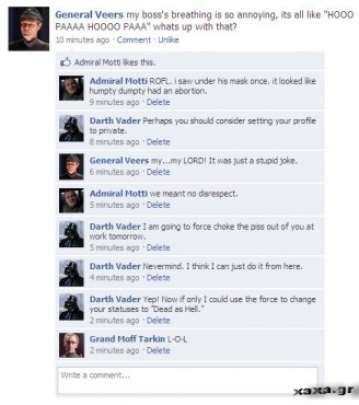 Το Star wars στο Facebook - Στρατηγός , Ναύαρχος και ο Darth Vader